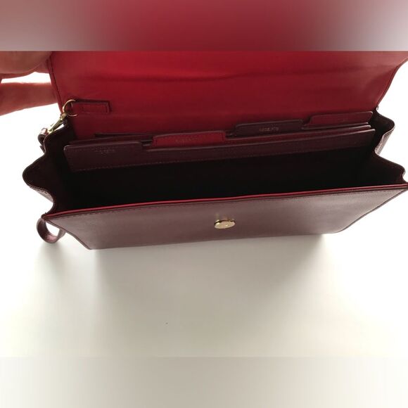 Halogen Burgundy Leather Clutch /Wallet/Wristlet With Travel Organizer Insert - Picture 5 of 6